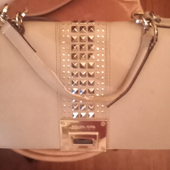 MICHAEL Kors Tina Studded Satchel gray 2 styles Handbag or Shoulder Bag - Picture 1 of 16